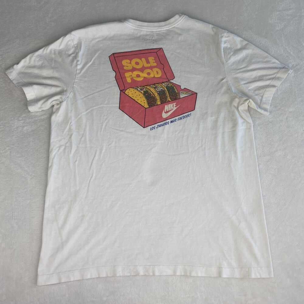 Nike Sole Food Graphic Shirt Mens Large White Logo Short Sleeve Crewneck Casual